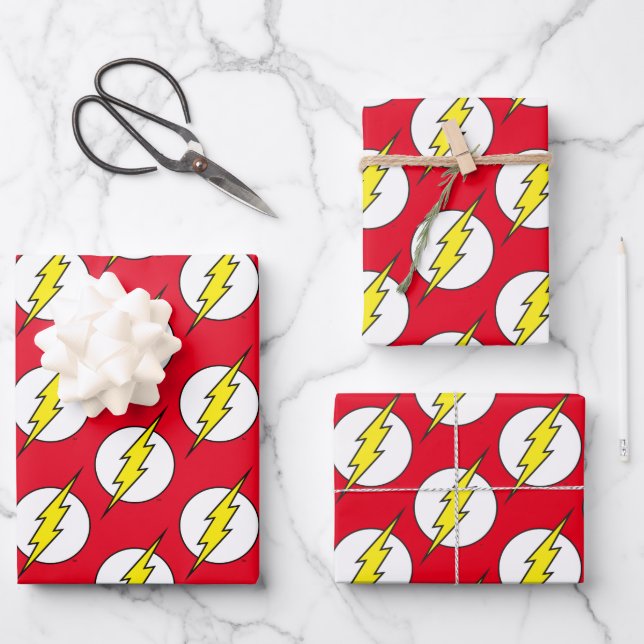 The Flash | Lightning Bolt Wrapping Paper Sheets (Front)
