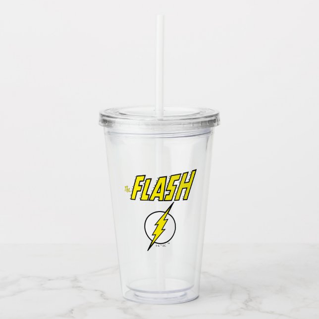 The Flash Name & Lightning Bolt Logo Acrylic Tumbler (Front)
