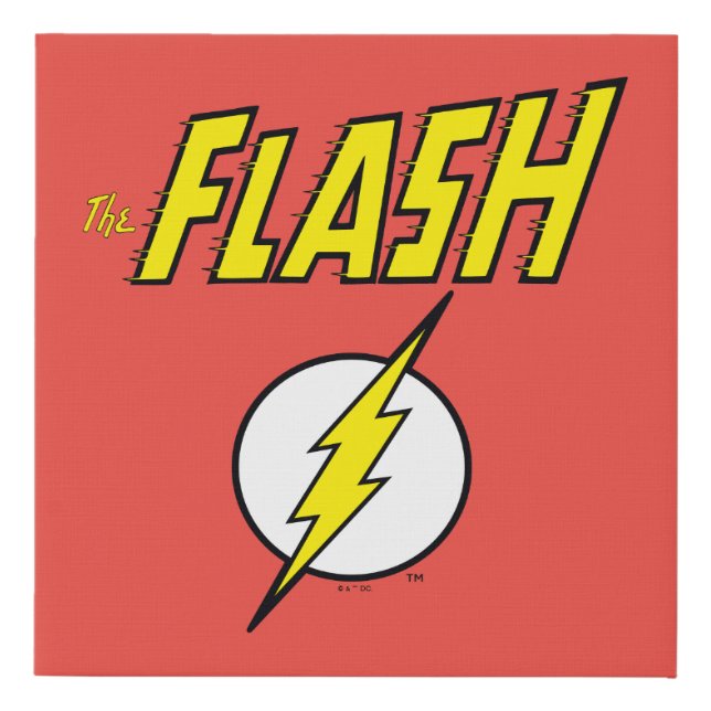 The Flash Name & Lightning Bolt Logo Faux Canvas Print (Front)