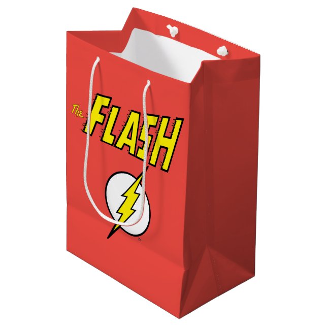 The Flash Name & Lightning Bolt Logo Medium Gift Bag (Front Angled)