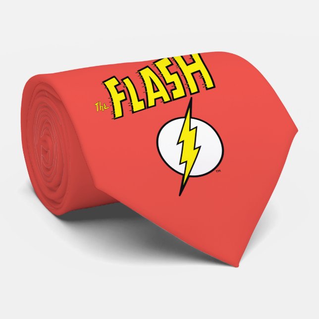 The Flash Name & Lightning Bolt Logo Neck Tie (Rolled)