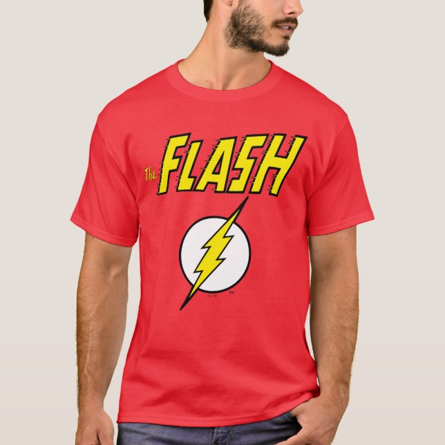 The Flash Name & Lightning Bolt Logo T-Shirt (Front)