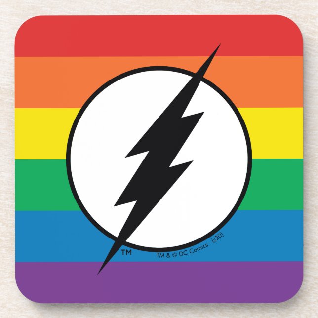 The Flash Rainbow Logo Beverage Coaster (Front)