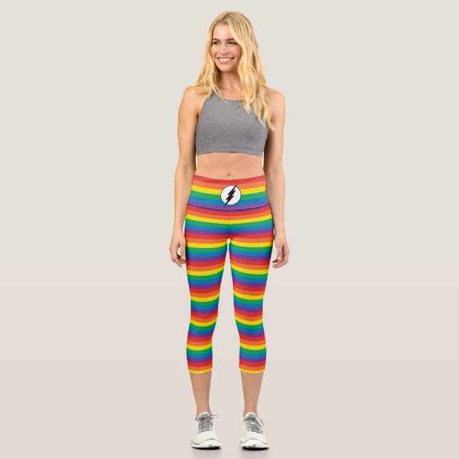 The Flash Rainbow Logo Capri Leggings (Front)