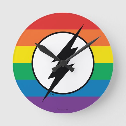 The Flash Rainbow Logo Round Clock