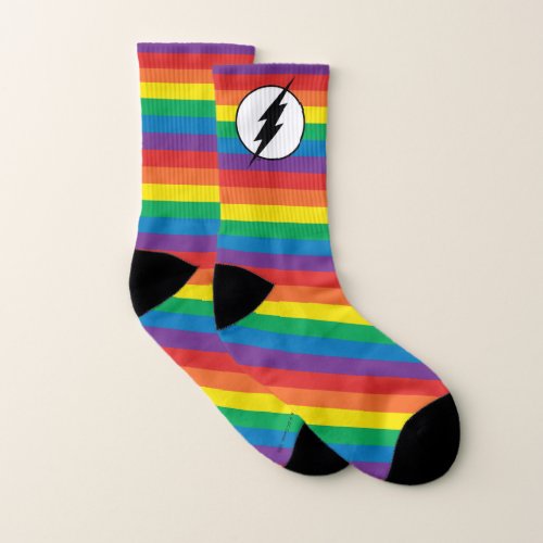 The Flash Rainbow Logo Socks