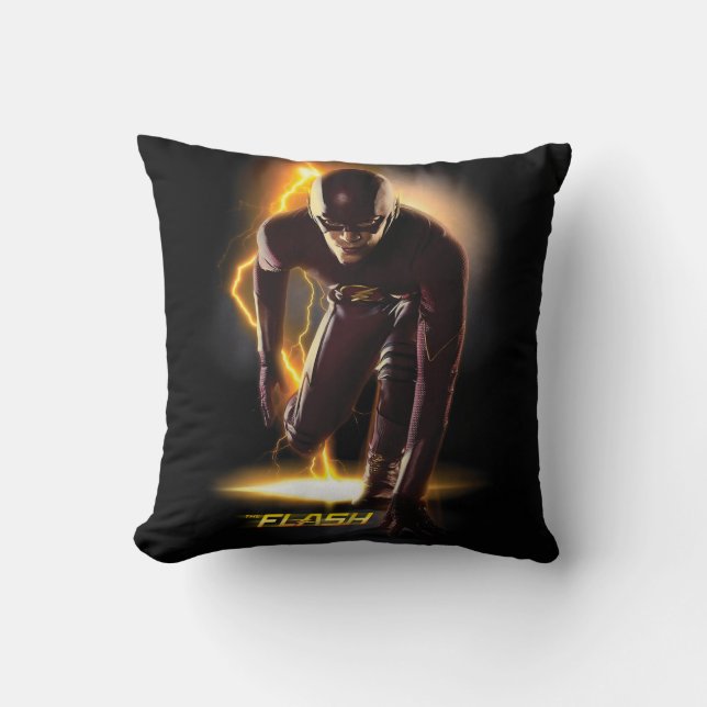 The Flash | Sprint Start Position Throw Pillow (Front)