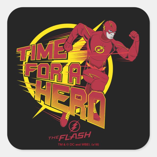 The Flash | "Time For A Hero" Graphic Square Sticker (Front)