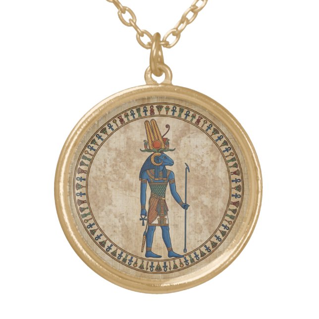 The Flesh of Amun-Re: Ramheaded Gold Plated Amulet Necklace (Front)