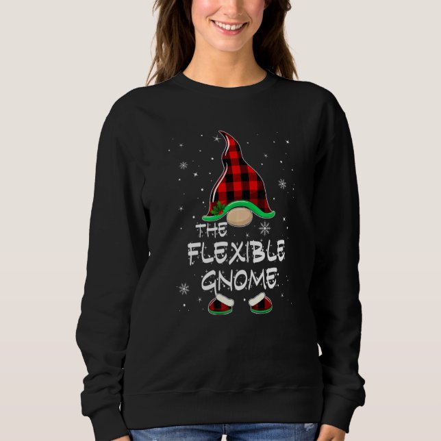 The Flexible Gnome Red Buffalo Plaid Christmas Paj Sweatshirt (Front)