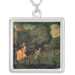 The Flight into Egypt, 1500s Silver Plated Necklace