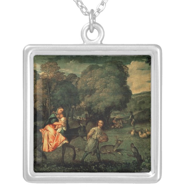 The Flight into Egypt, 1500s Silver Plated Necklace (Front)