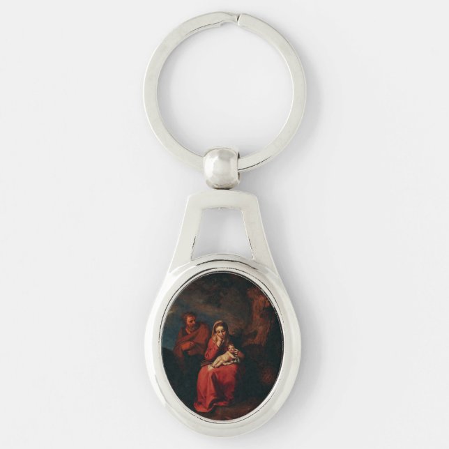 The Flight into Egypt by Abraham Bloemaert  Keychain (Front)