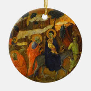 The Flight Into Egypt by Duccio Fine Art Ceramic Ornament