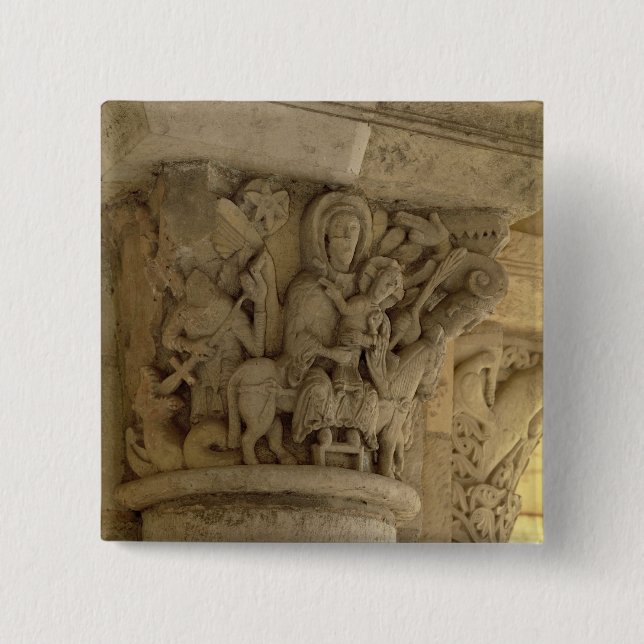 The Flight into Egypt, column capital relief from Pinback Button (Front)