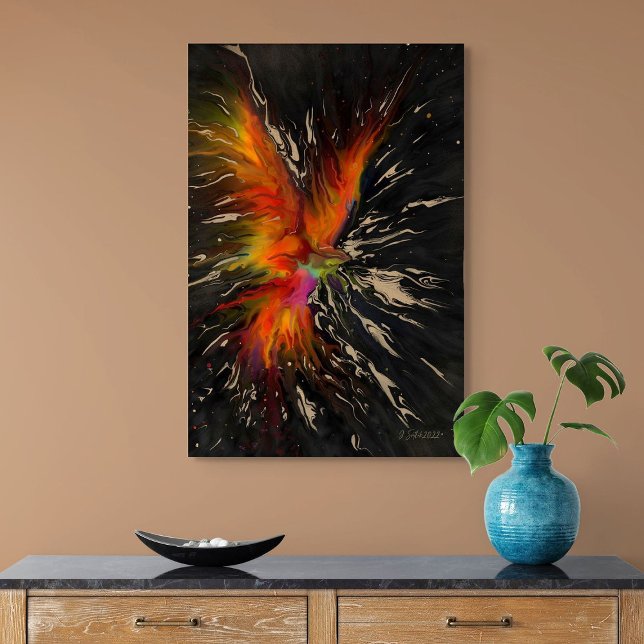 The Flight of the Phoenix – Fiery Abstract Rebirth Canvas Print (The Flight of the Phoenix – Fiery Abstract Rebirth)