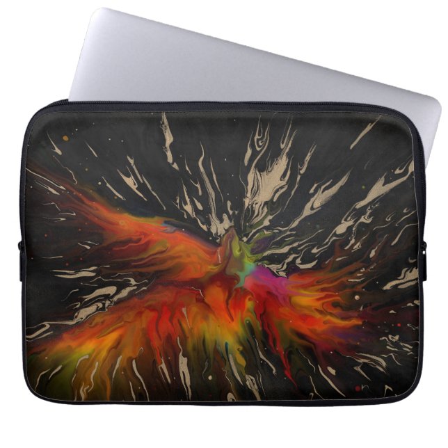 The Flight of the Phoenix – Fiery Abstract Rebirth Laptop Sleeve (Front)