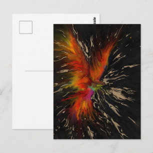 The Flight of the Phoenix – Fiery Abstract Rebirth Postcard