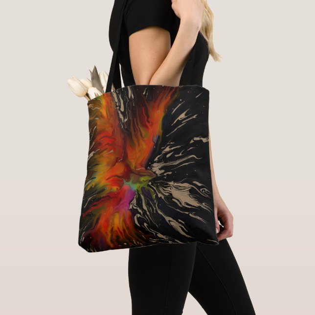 The Flight of the Phoenix – Fiery Abstract Rebirth Tote Bag (Close Up)