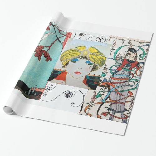 THE FLIGHTY BIRD ART DECO BEAUTY FASHION COSTUME WRAPPING PAPER