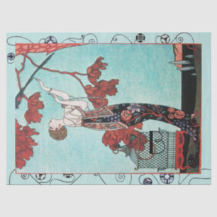 THE FLIGHTY BIRD ,BEAUTY FASHION DESIGNER Red Teal Tissue Paper