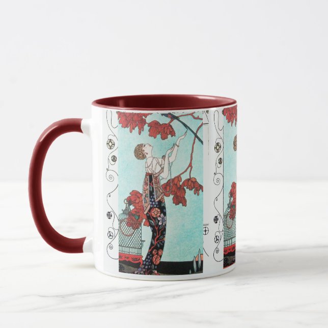 THE FLIGHTY BIRD ,BEAUTY FASHION/ Geometric Swirls Mug (Left)
