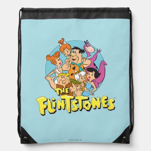 The Flintstones and Rubbles Family Graphic Drawstring Bag