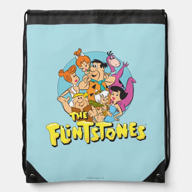 The Flintstones and Rubbles Family Graphic Drawstring Bag (Front)