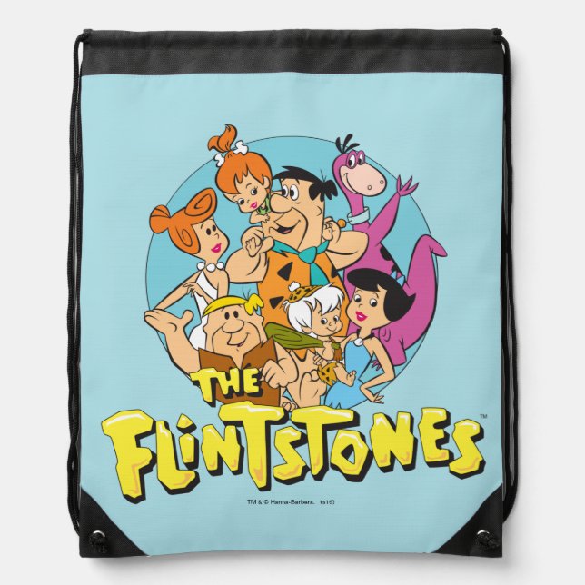 The Flintstones and Rubbles Family Graphic Drawstring Bag (Front)