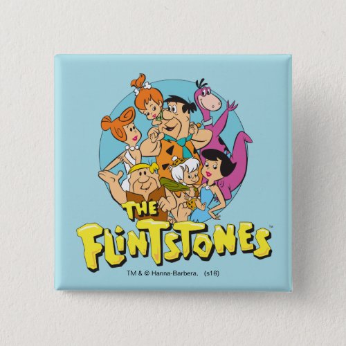 The Flintstones and Rubbles Family Graphic Pinback Button