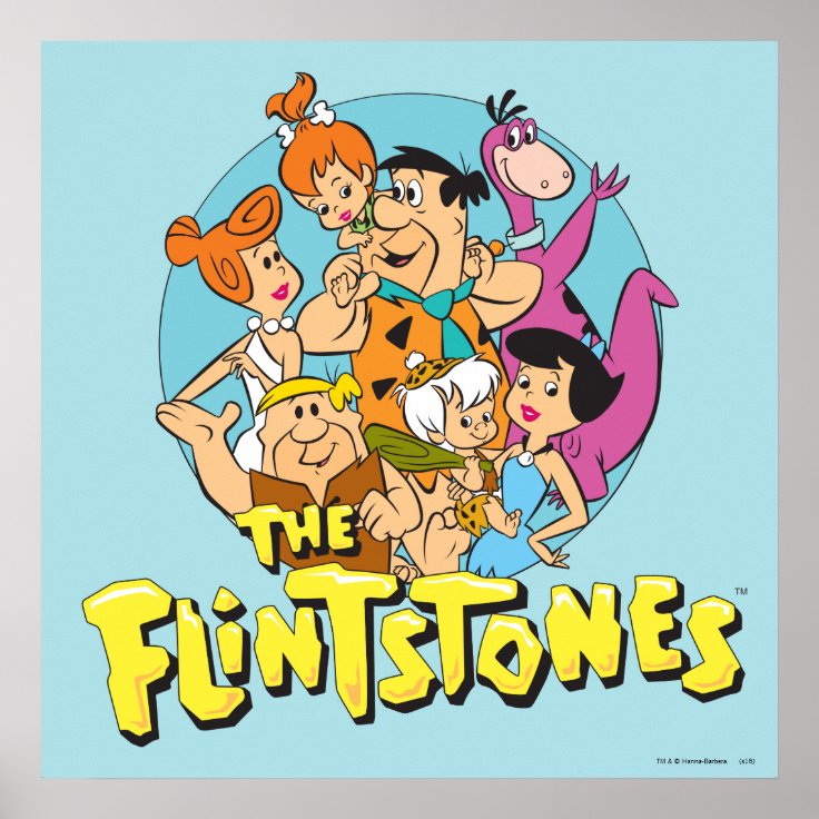 The Flintstones and Rubbles Family Graphic Poster | Zazzle