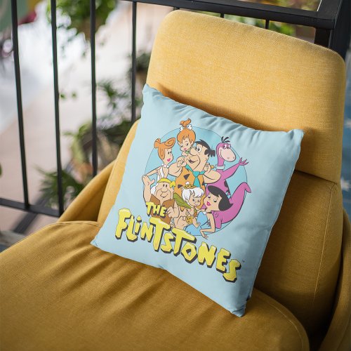 The Flintstones and Rubbles Family Graphic Throw Pillow