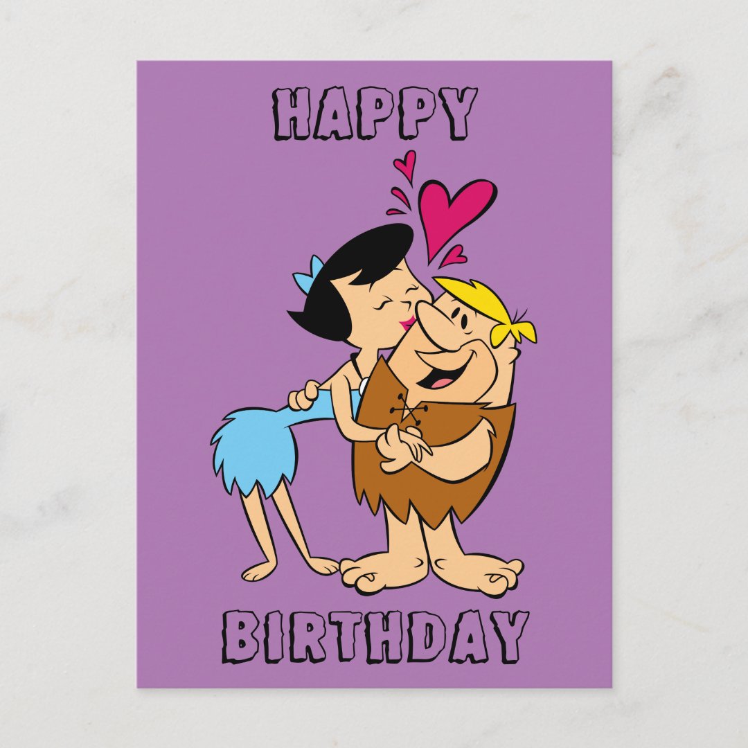 The Flintstones Betty Kissing Barney Postcard Zazzle 9905