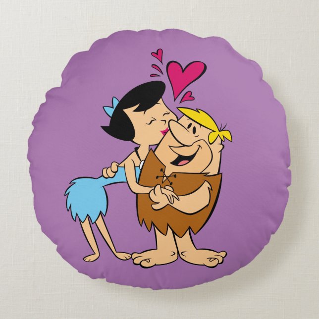 The Flintstones | Betty Kissing Barney Round Pillow (Front)