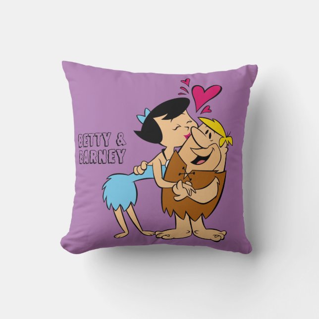 The Flintstones | Betty Kissing Barney Throw Pillow (Front)