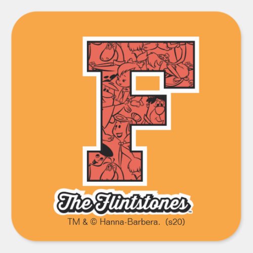 The Flintstones  Collegiate Style Monogram Square Sticker