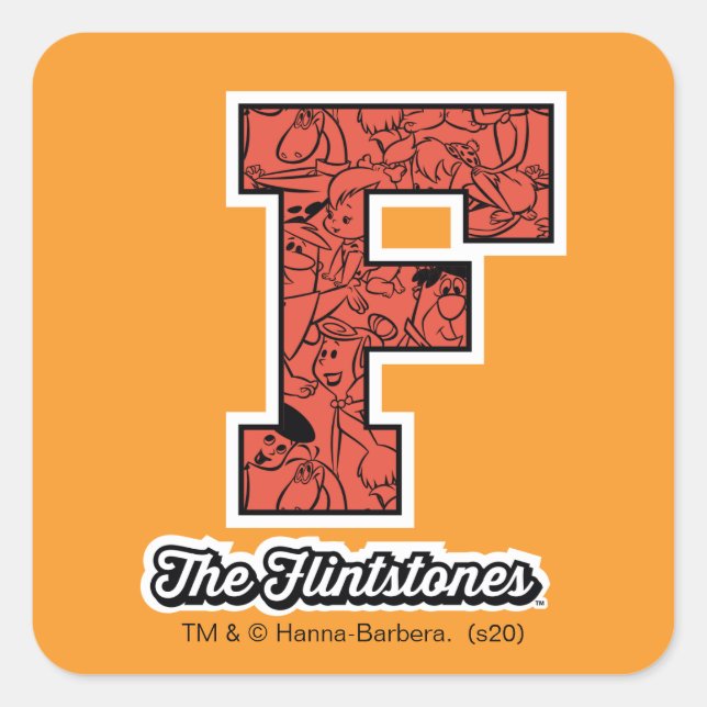 The Flintstones | Collegiate Style Monogram Square Sticker (Front)