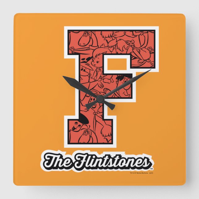 The Flintstones | Collegiate Style Monogram Square Wall Clock (Front)