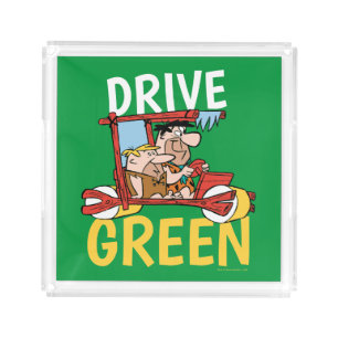 The Flintstones Fred & Barney - Drive Green Acrylic Tray