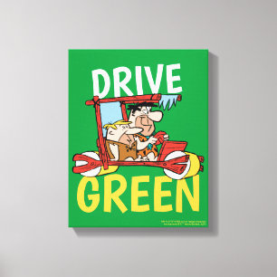 The Flintstones Fred & Barney - Drive Green Canvas Print