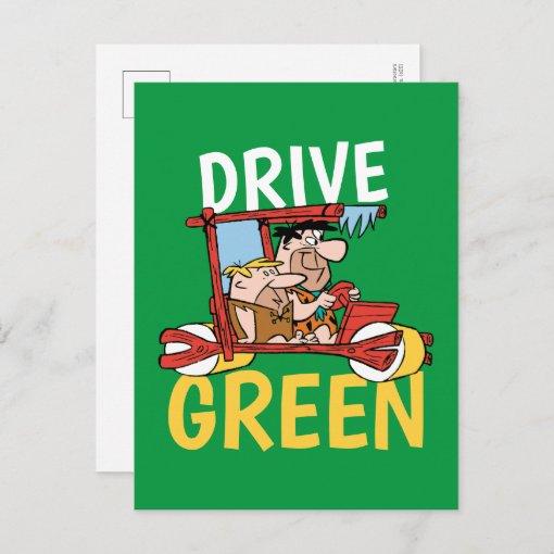 The Flintstones Fred And Barney Drive Green Invitation Postcard Zazzle