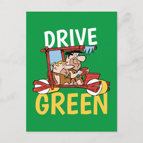 The Flintstones  Fred  Barney _ Drive Green Invitation Postcard