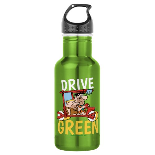 The Flintstones  Fred  Barney _ Drive Green Stainless Steel Water Bottle