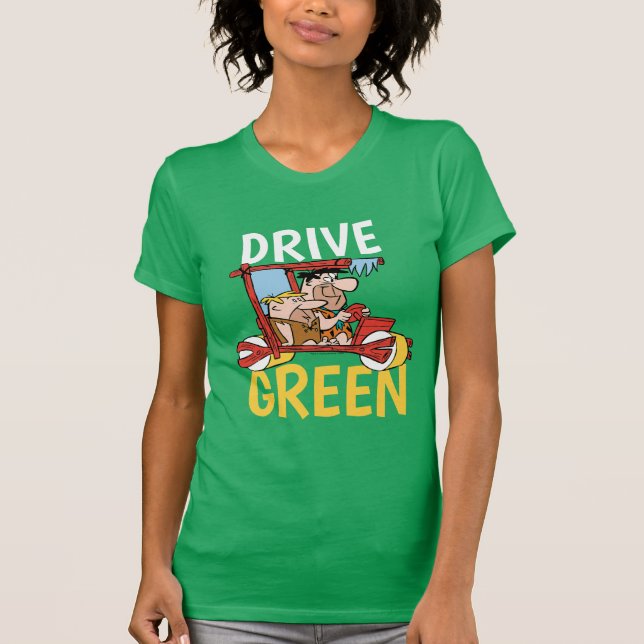 The Flintstones | Fred & Barney - Drive Green T-Shirt (Front)