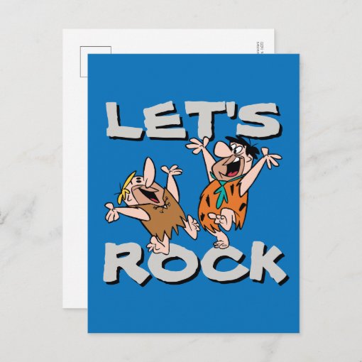 The Flintstones Fred And Barney Lets Rock Invitation Postcard Zazzle