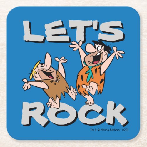 The Flintstones  Fred  Barney _ Lets Rock Square Paper Coaster