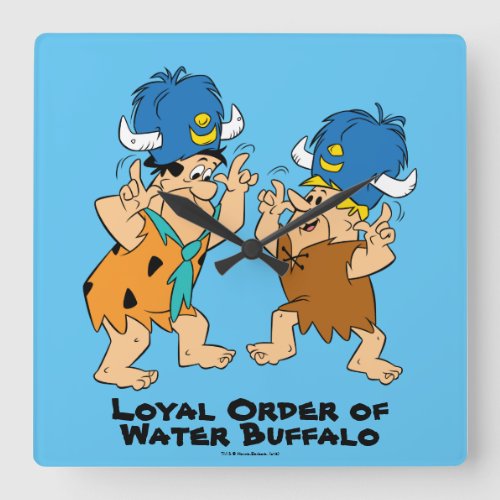 The Flintstones  Fred  Barney Water Buffaloes Square Wall Clock
