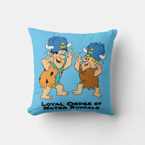 The Flintstones  Fred  Barney Water Buffaloes Throw Pillow