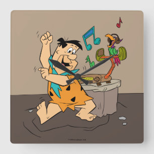 The Flintstones   Fred Flintstone Dancing Square Wall Clock