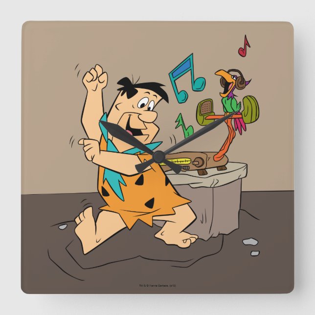 The Flintstones | Fred Flintstone Dancing Square Wall Clock (Front)
